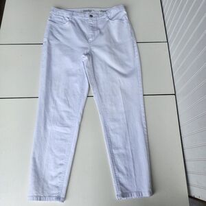 Jones New York Jeans Stretch White Sz 14 Straight Leg Battery Park Ankle
